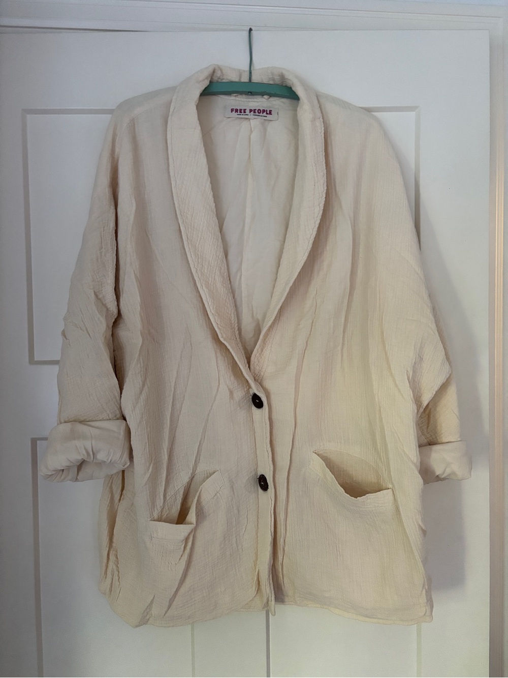 Free People cream oversized shawl collar blazer